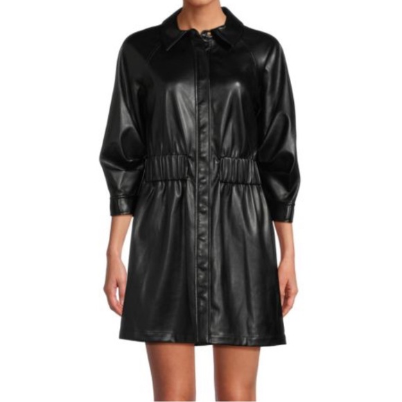 Jonathan Simkhai Ashby Faux Leather Mini Jacket Dress, XS, Black -  laplaya.ma
